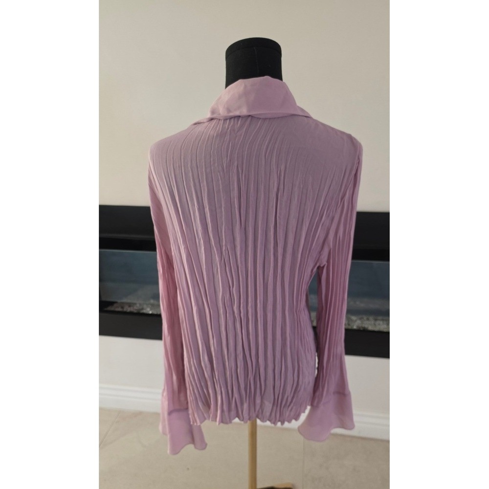 VTG Boho White Stag Lavender Rose Crinkle Ruffle Blouse Lace Trim XL 16/18 - Picture 7 of 9